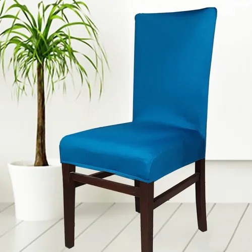 Abeltrade Micro Lycra Thick Fabric Saks Blue Color Chair Cover