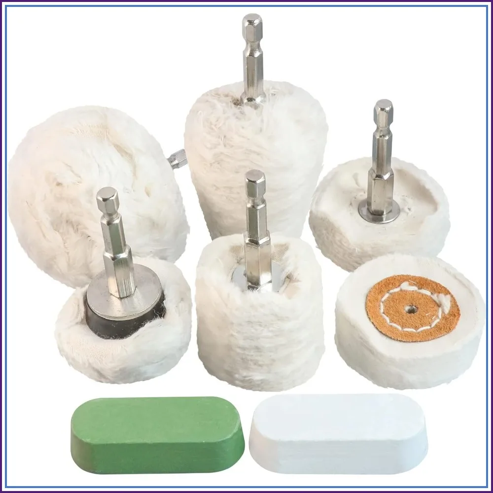 

8pcs Polishing Wheel Kit for Drill, 1/4" Shaft, Cotton Buffing Pads for Metal, Jewelry, Wood, Glass
