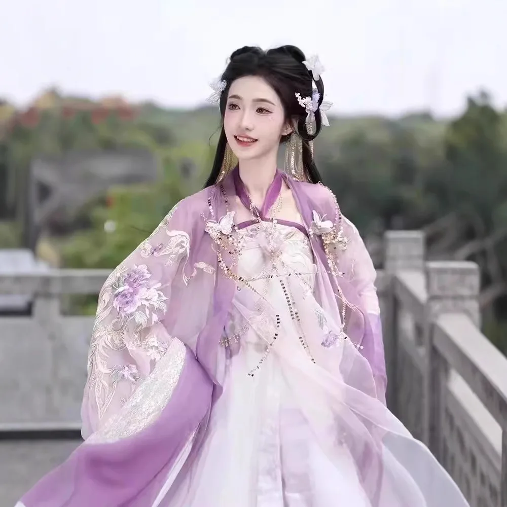 Women's Han Chinese Clothing Embroidered Cheoko Skirt Improved Elements Chest Spring Suit 2025 Super Peony Lady