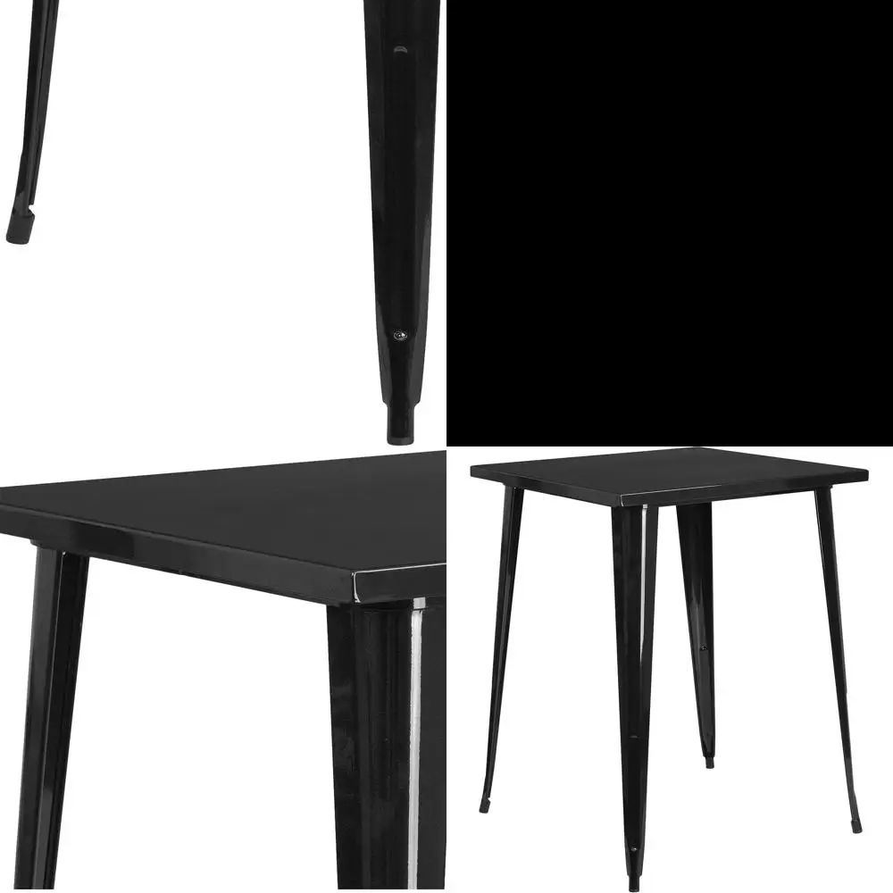 

Прочный квадратный металлический стол из черного металла (31,5 дюйма) для использования в помещении и на улице от EMMA + OLIVER