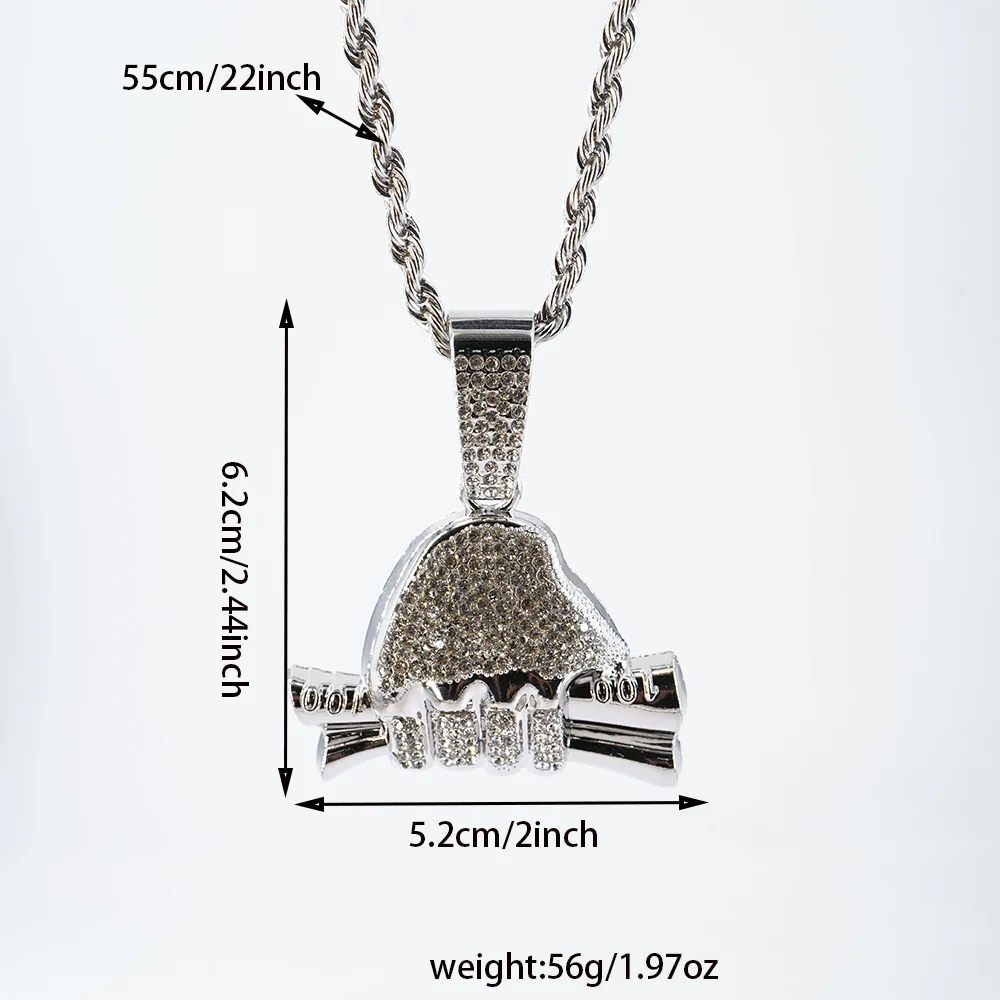 DIY accessories Cross-border new Rich Forever full of diamonds holding dollar pendant trend hip hop men's Cuban Chain