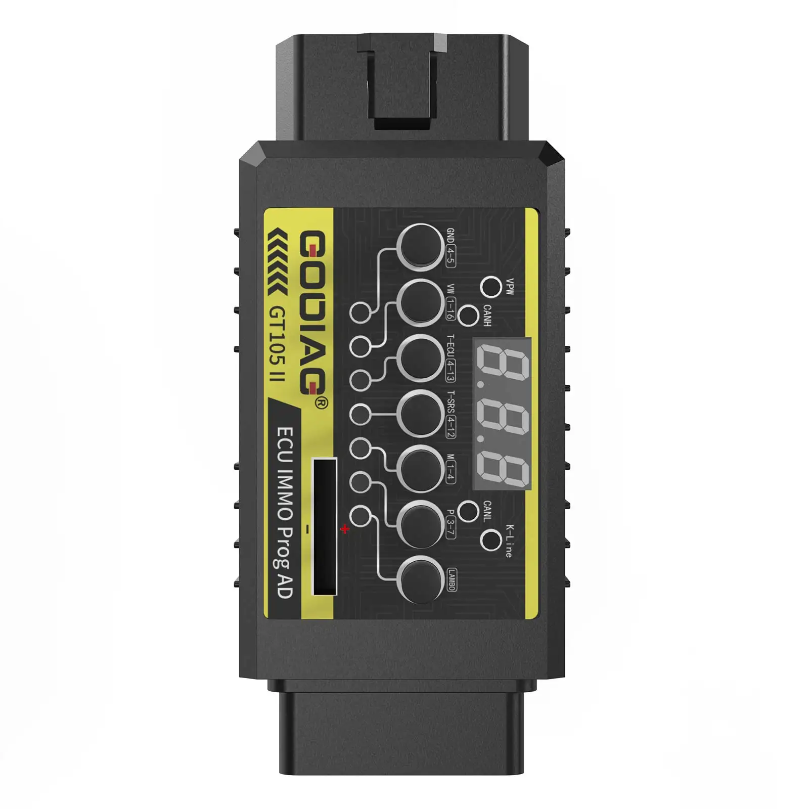 GODIAG GT105 II ECU IMMO Prog AD Obd2 صندوق توزيع موصل عرض جهد السيارة بطارية السيارة أقل من 11 فولت إنذار موجه