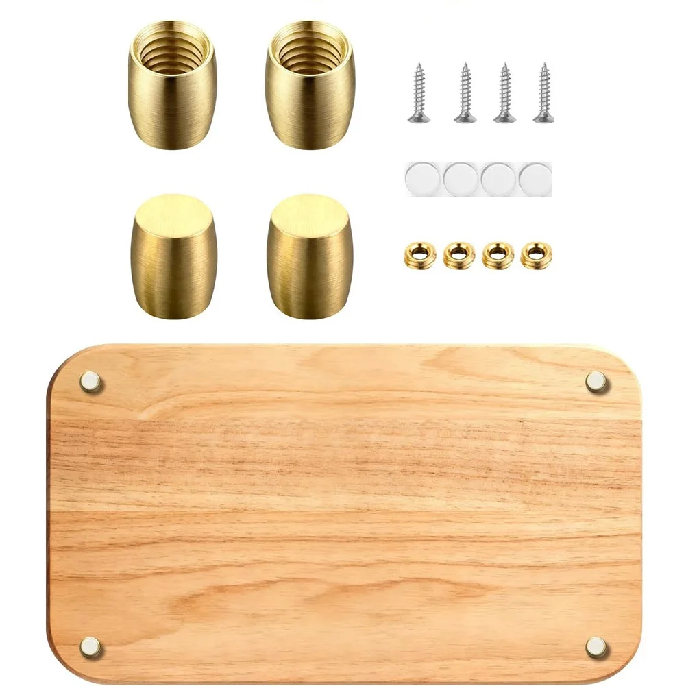 8PCS Brass Stabilising Feet with Screws and Anti-Slip Pads for Cutting Boards Display Trays Speakers Riser Stands