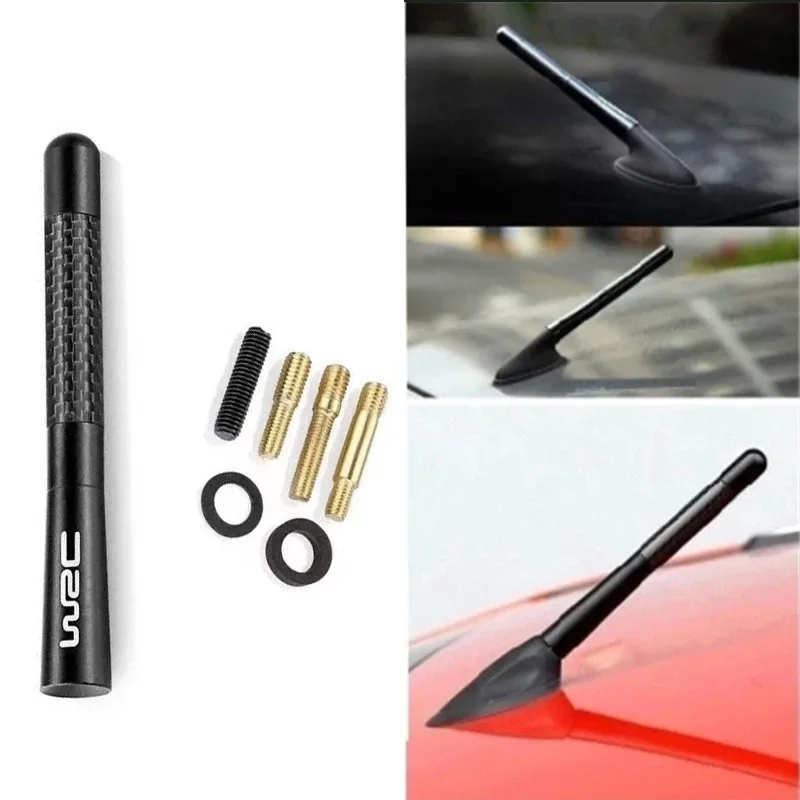 Car Antenna WRC 12cm Signal Carbon Fiber Antenna Roof Decoration Metal Carbon Fiber Radio Antenna for Ford Fiesta Ford Focus 2 3