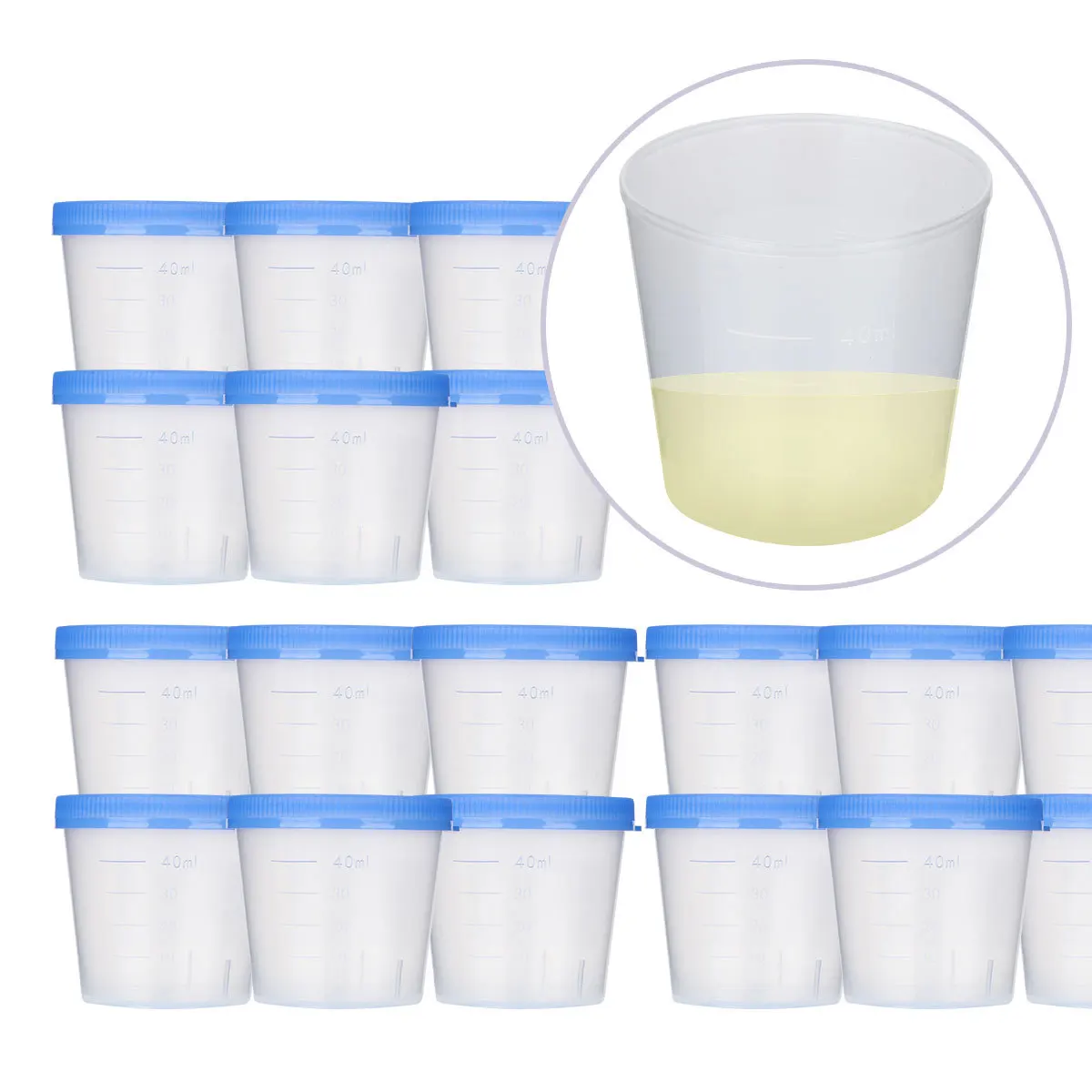 

50Pcs Urine Collection Cup Thickened Plastic Specimen Container Leakproof Lid for Urine Testing Accessories Sampling