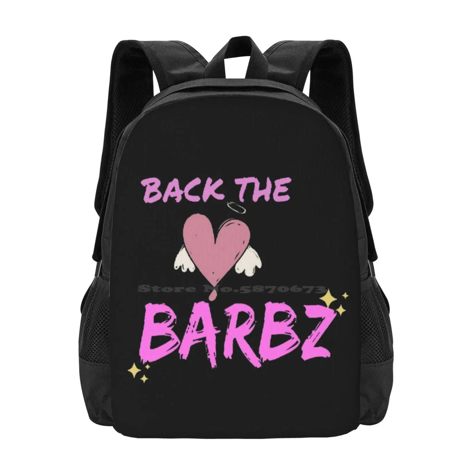 Back The Barbz Nicki Minaj Hot Sale Schoolbag Backpack Fashion Bags Nicki Barbz Megan Thee Stallion Pink Heart Nicki Fandom