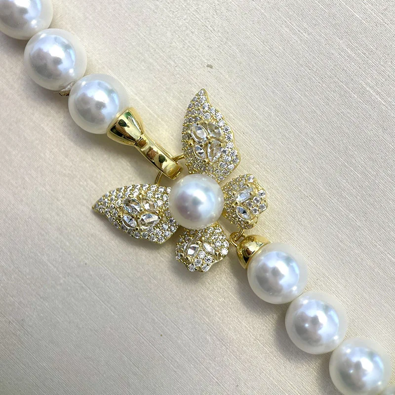 1pcs Gold-plated Copper Zirconia Butterfly Pearl-embellished DIY Necklace Bracelet Connector Jewelry Making Material Accessories