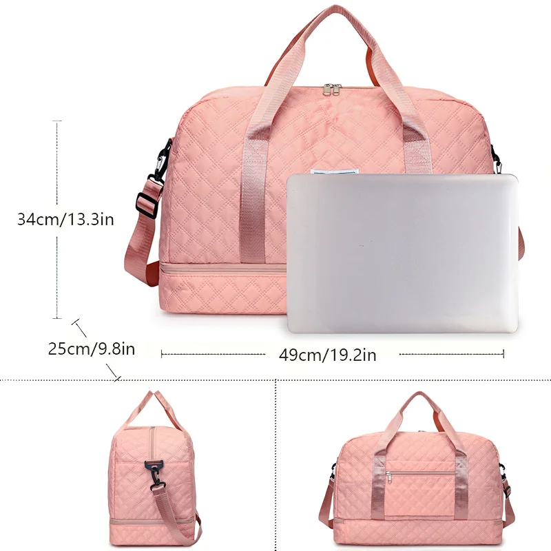 حقيبة أمتعة سفر عصرية متعددة الوظائف مع حجرة أحذية مستقلة، مناسبة للسفر والرياضة واللياقة البدنية والتخييم