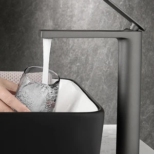 High tap for luxury sink, bathroom, white/gary bronze, solid brass, single strap, water mixer, high and short style 12 Main Sales Tap Lavabo Luxury - №12