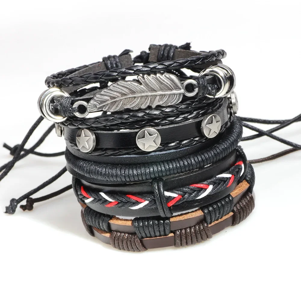 Punk Harajuku Rock and roll Simple Fashionable Individuality Originality Tide Bracelet Gentleman Set of 5 Alloy Wristband