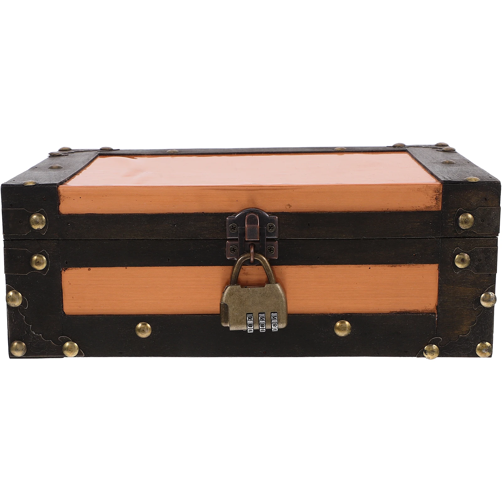 

Vintage Storage Box Wooden Keepsake Chest for Cards Jewelry Documents Lockable Small Treasure Trunk Creative Desktop