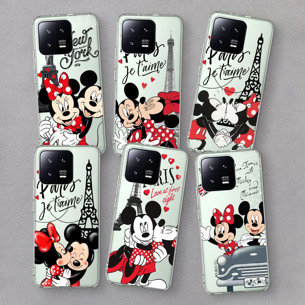 Mickey Minnie London Kiss Case for Xiaomi Mi 12T 9 11T 12 11 CC9 9T A2 10T 8 12X 11i 5X A1 6X A3 Transparent Soft Phone Cover