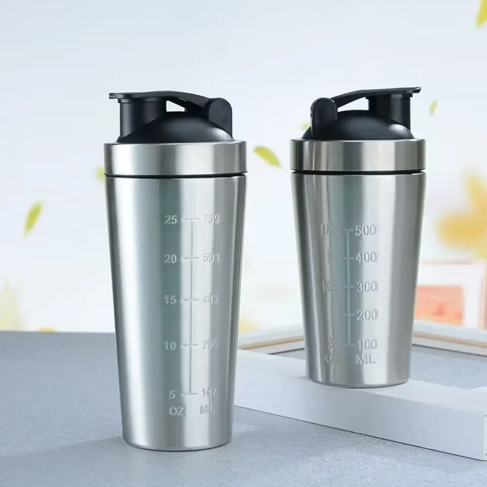 Shaker Protein Metal Shaker Fitness 500/750ml Stainless Steel Water Bottle Cup Mixer Water Bottles Gym Shaker Sport Reservoir