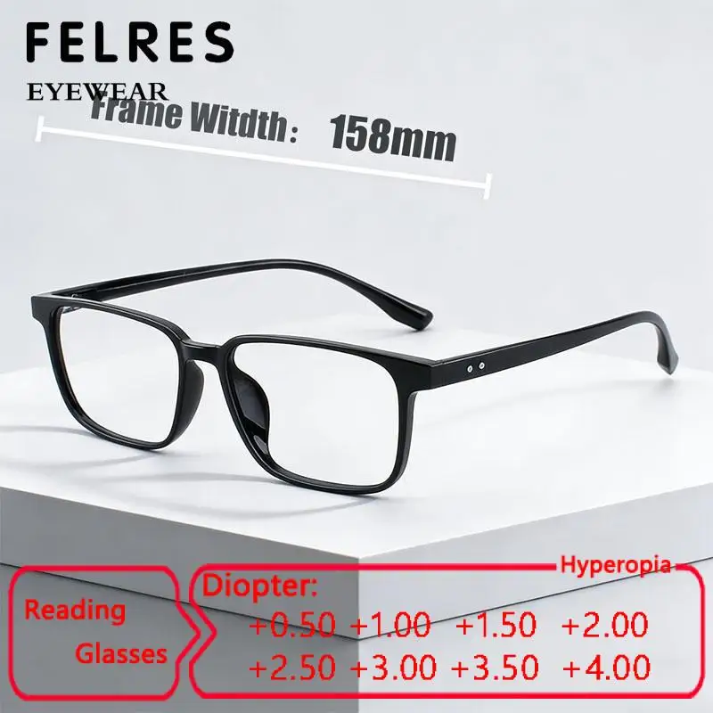 

Frame Width 158mm Ultra Light TR Reading Glasses Men Large Size Business Big Face Presbyopic Eyewear Finished Optical Eyeglasses