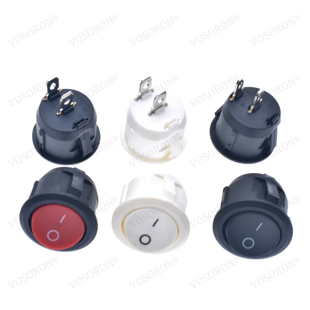 

100 шт. 23 мм диаметр большой круглый катер Кулисные Переключатели KCD1-105 черный 2-контактный ВКЛ-ВЫКЛ кулисный переключатель 10А/125В 6А/250В