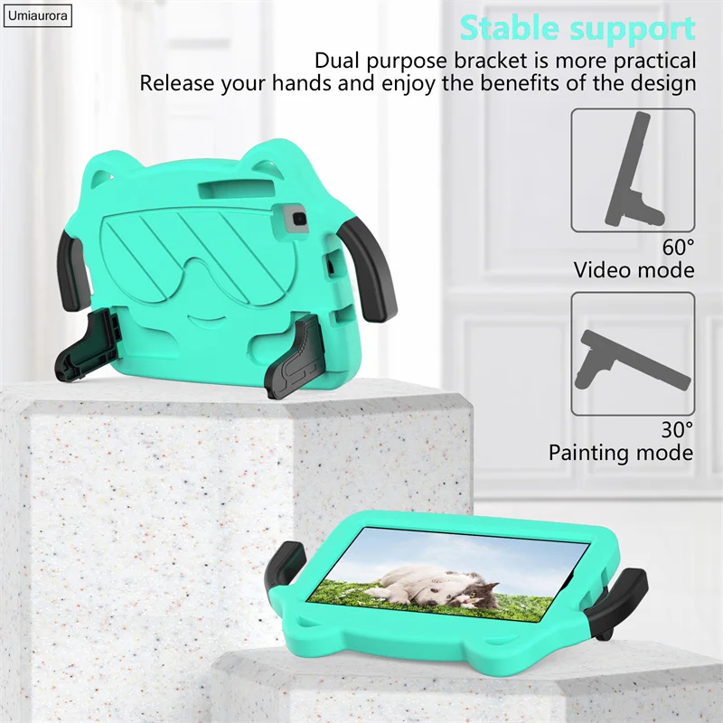 Funda Protectora Antigolpes de EVA con Asa y Soporte para Niños, para Tablets Samsung Tab A7, A8, A9+, A11+, Plus, SM-X230, X210, X130, T220, T500, S6 Lite de 10.4 Pulgadas