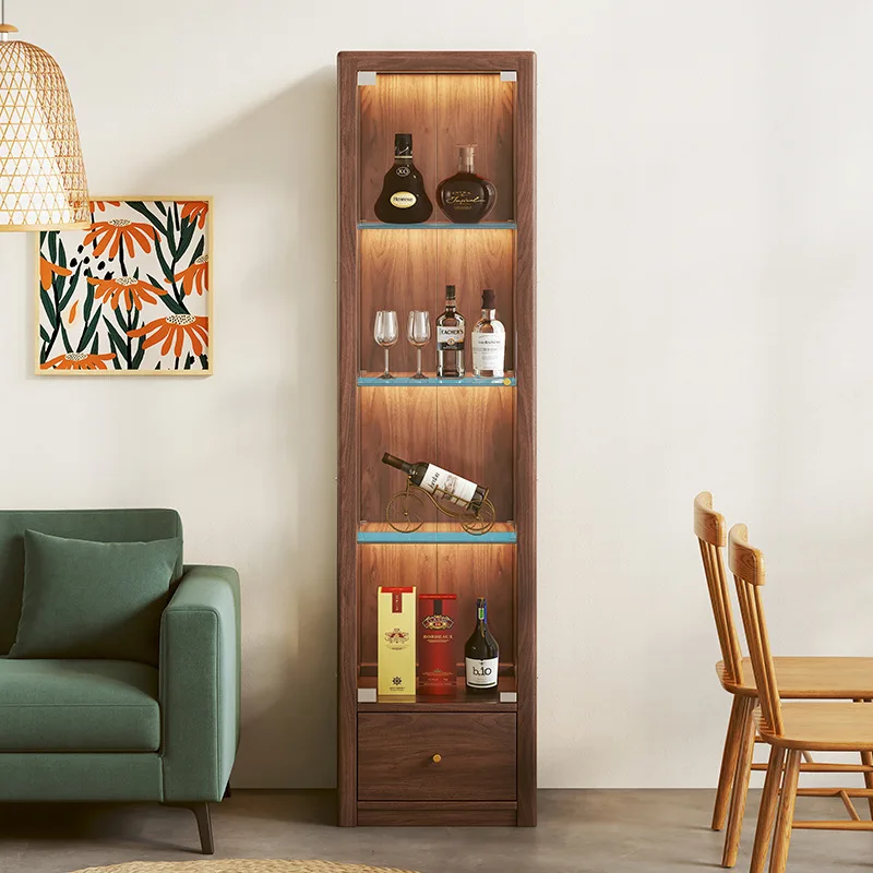 

Black walnut wine cabinet, living room against the wall storage locker, solid wood high cabinet