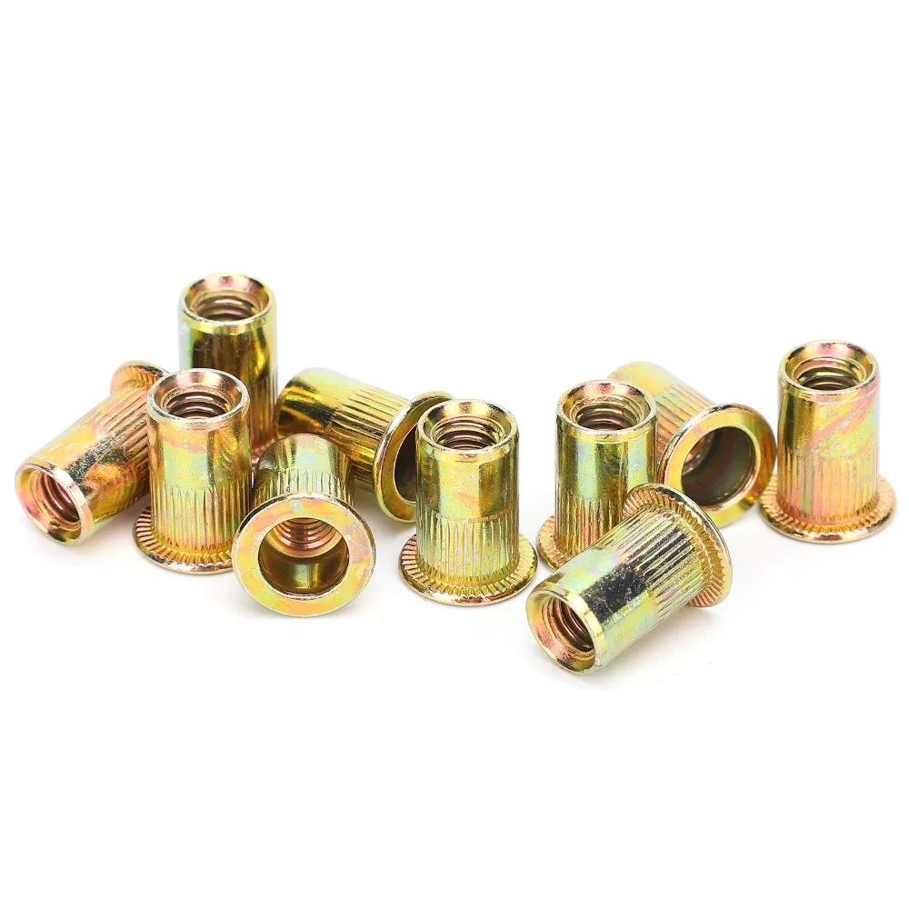 100pcs Premium Durable Rivet Nuts Industrial Versatile Threaded Insert Nuts Flat Head Rivnuts For Automotive