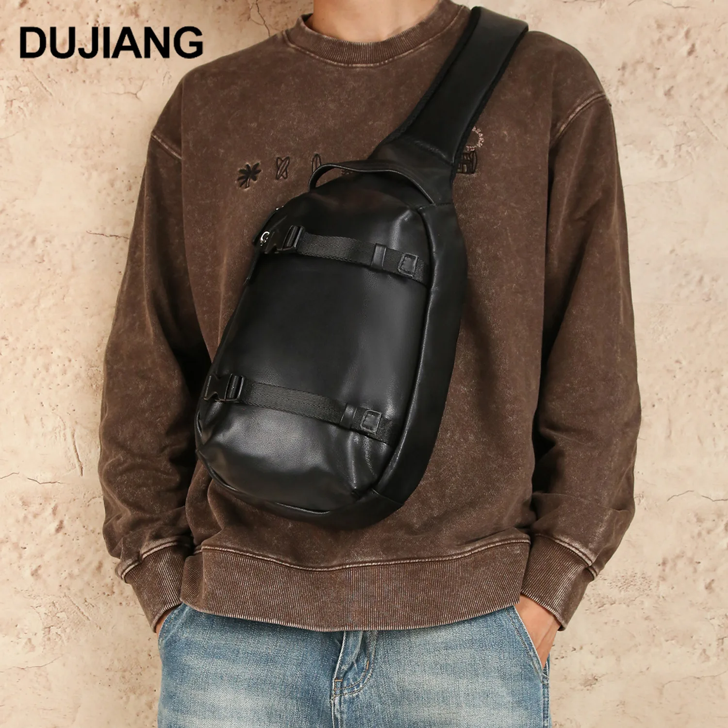 Head layer cofskin men's diagonal cross chest bag commuting senior multi-function shoulder backpack retro crossbody bag