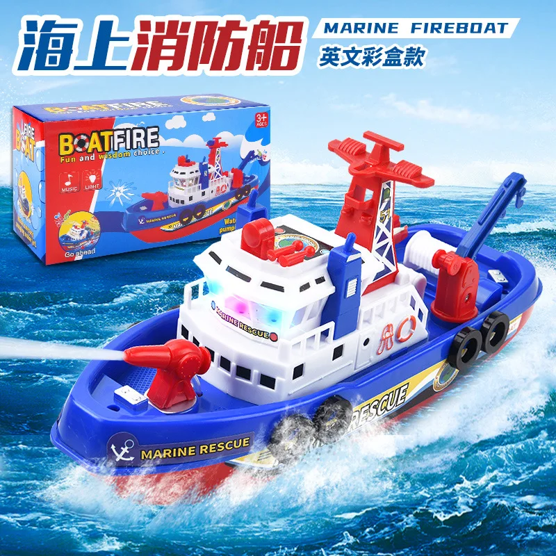 

Игрушечная электрическая морская спасательная лодка - пожарная лодка со звуком и светом для детей, скоростной катер для ванны и бассейна