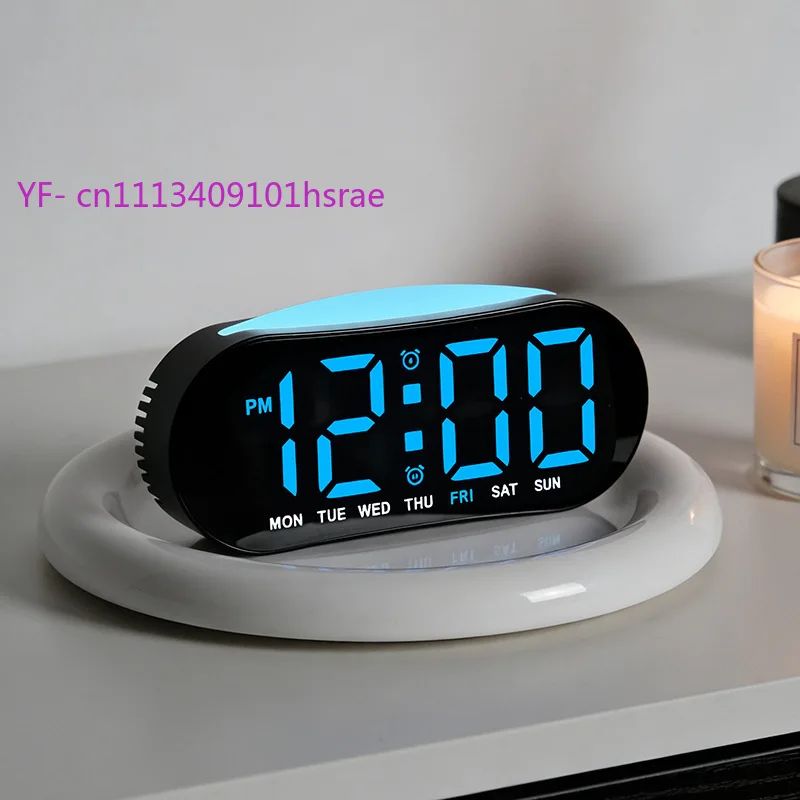 Multifunctional LED Bedside Alarm Clock Minimalist Desktop Clock Week Display for Children Home