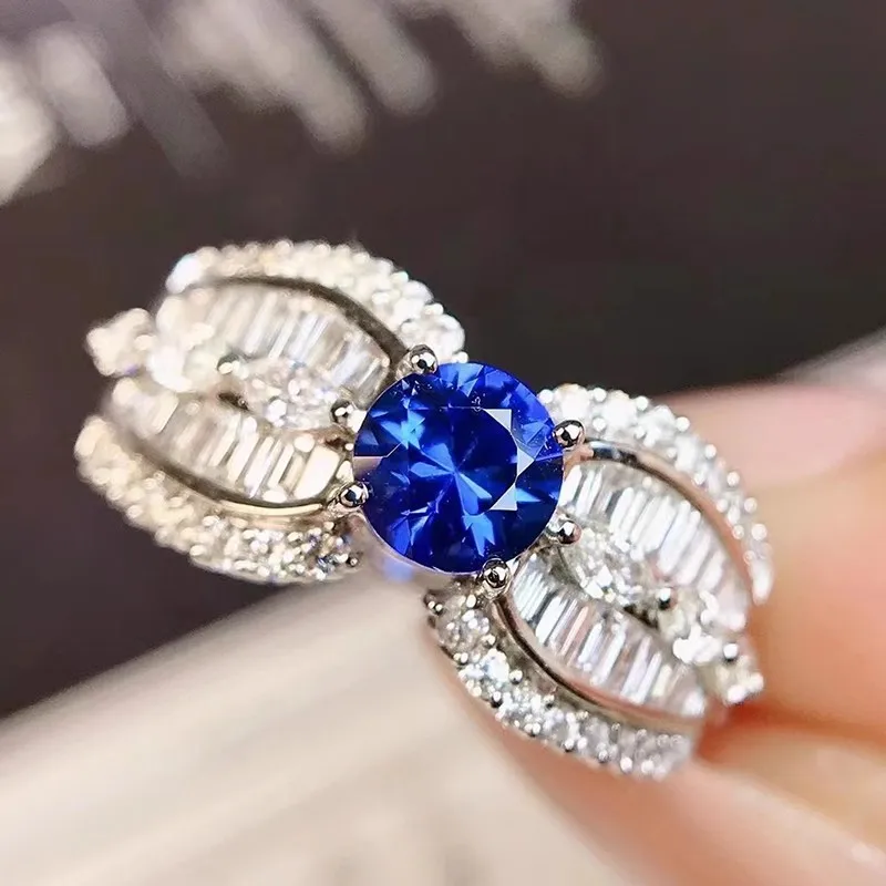 

Foydjew Luxury Royal Blue Sapphire/Emerald/Ruby Rings For Women Fashion Elegant Silver Color Engagement Ring Accessories