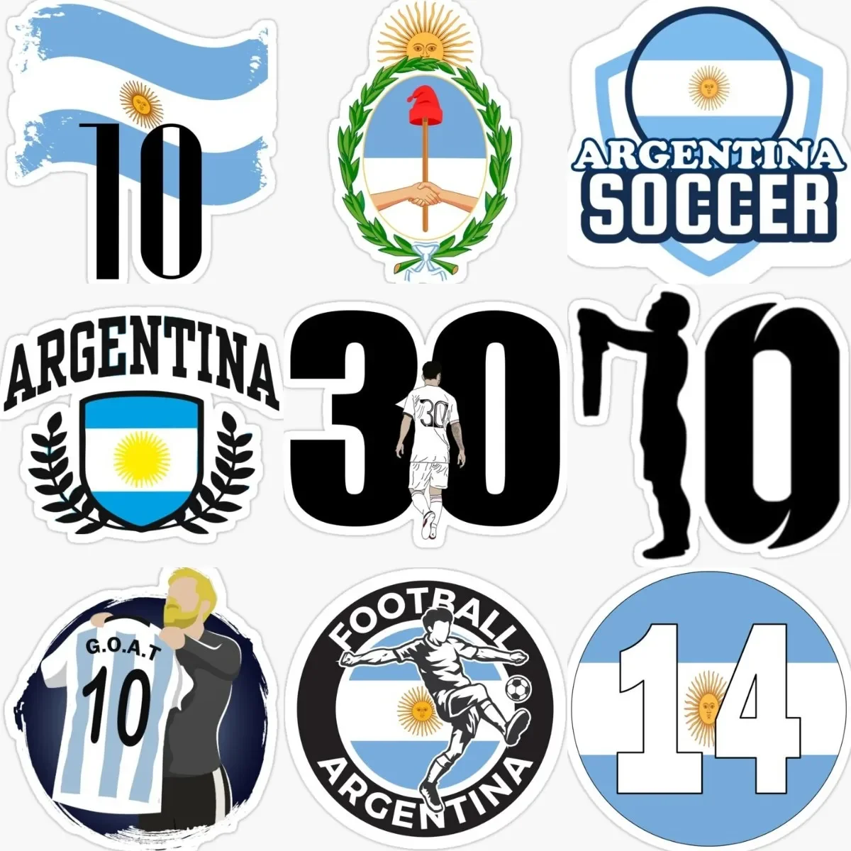 

Argentina Flag National Emblem Football Player 10 Creative PVC Sticker for Decorate Laptop Camper Truck Window Car Wall Table