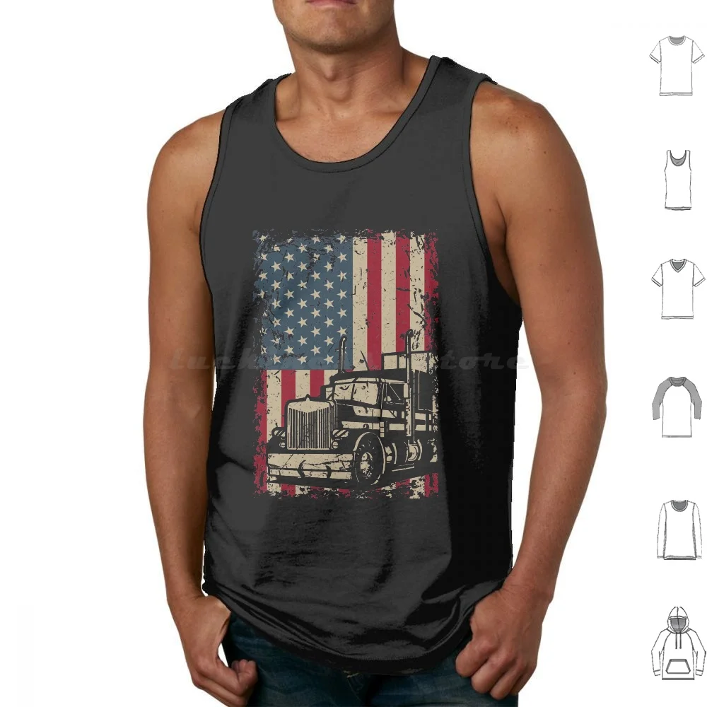 

Truck Driver Usa Flag Gift Patriotic Trucker Tank Tops Print Cotton Trucker Truck Driver Patriotic Usa Truck Trucking