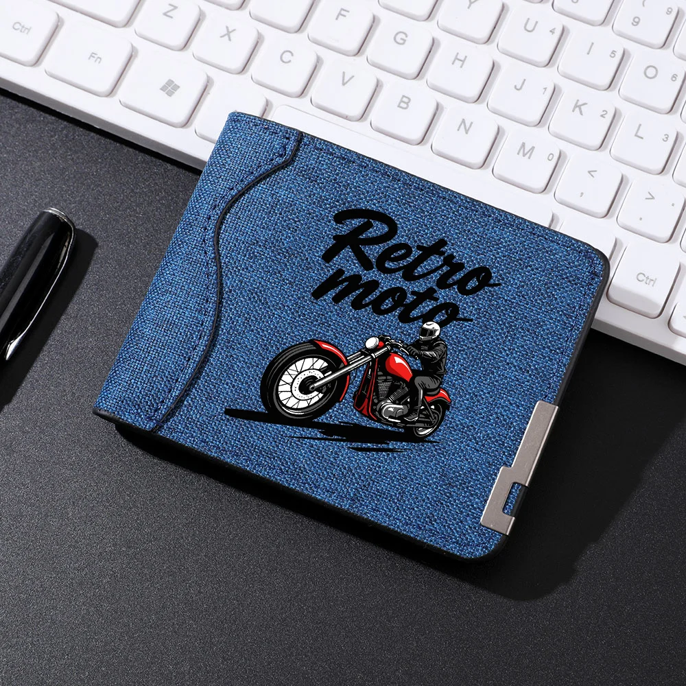 Men's Casual Canvas Wallet, Multi-functional Wallet, Metal Edge Printed Design, Casual and Fashionable Wallet
