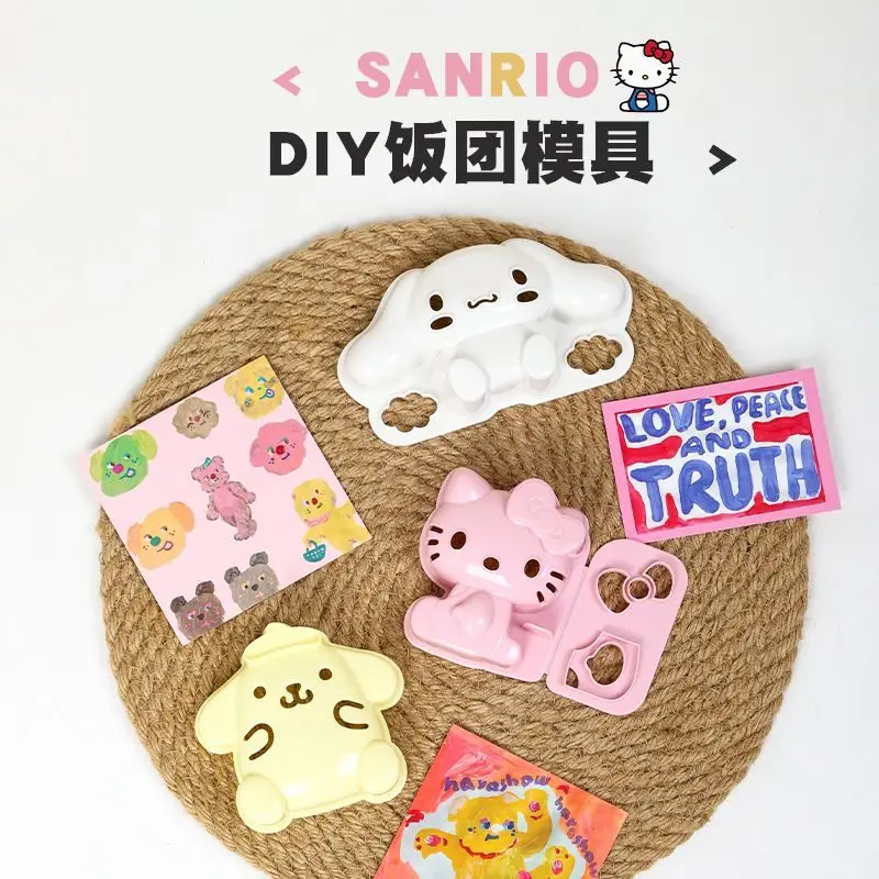 

Kawaii Cinnamoroll Hello Kitty Cartoon Rice Ball Mold Bento Mold Anime Sanrio Girl's Heart Cute Portable Kitchen DIY Model Box