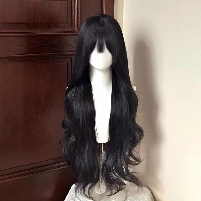 ‌ Lolita-Perücke, langes lockiges Haar – japanischer weicher Mädchen-Stil mit geradem Pony, Prinzessin-Vollperücke, Anime-Cosplay-Kostüm-Zubehör