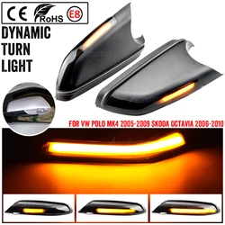 LED Dynamic Rearview Turn Signal Mirror Indicator Blinker Light For VW Polo MK4 9N 2005-2009 For Skoda Octavia MK2 1Z 2004-2010