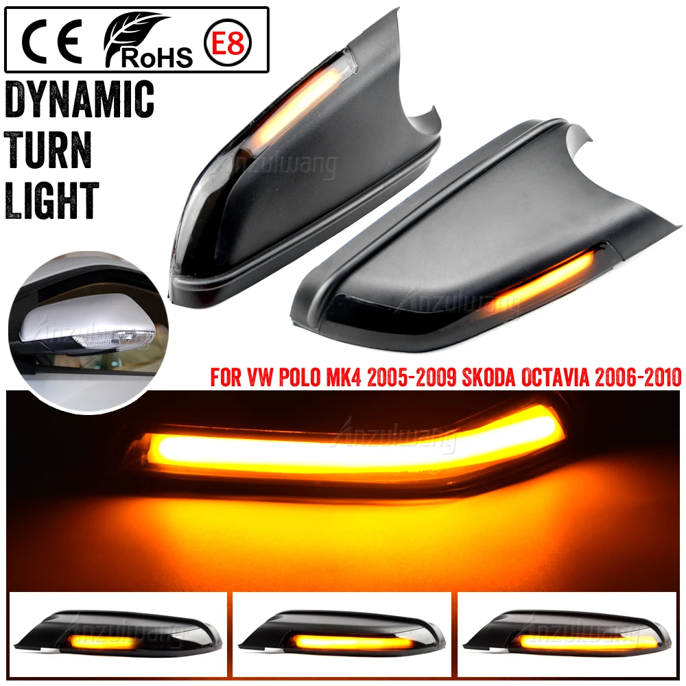 Dynamiczny kierunkowskaz LED w lusterku wstecznym do VW Polo MK4 9N 2005-2009 do Skoda Octavia MK2 1Z 2004-2010