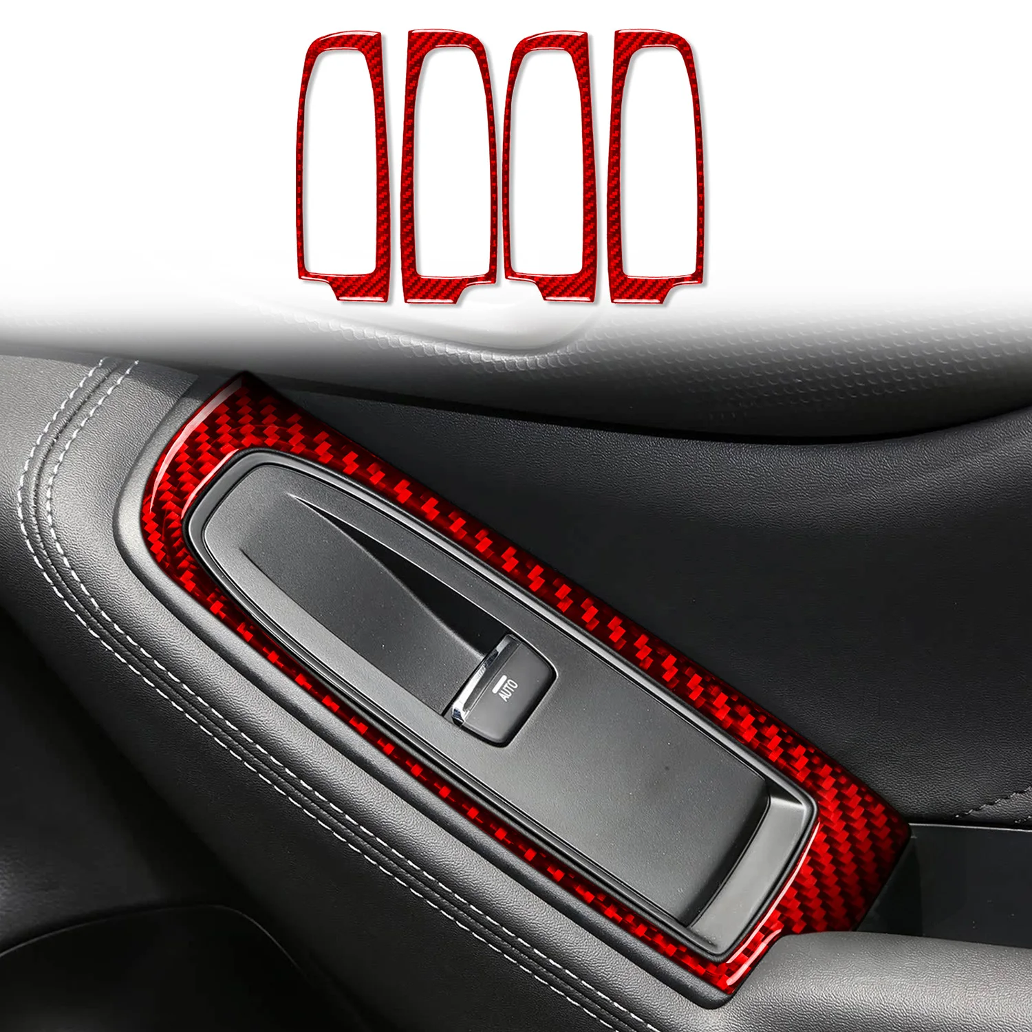 For Subaru Forester SK 2019-2024 Window Switch Panel Trim Cover 4PCS Carbon Fiber Interior Trim