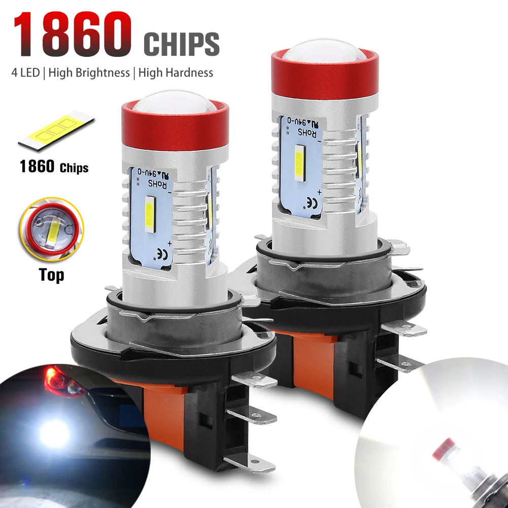 

2X H15 LED Fog Light 4 Chips 1860 SMD 6000K White Car High Beam Headlight Daytime Running Driving Lamp Bulbs