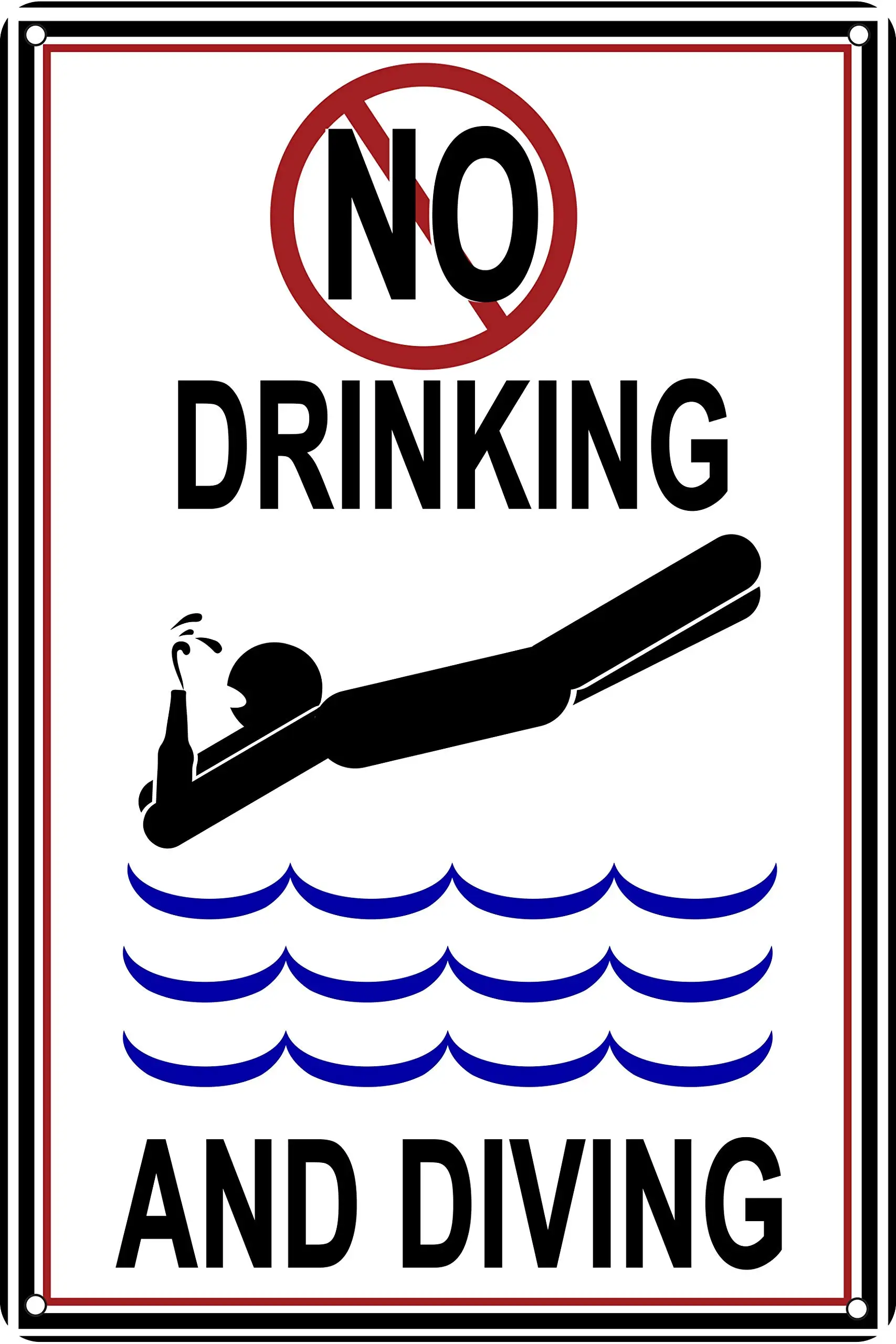 No Drinking And Diving ; Funny Tin Sign Pool Decor