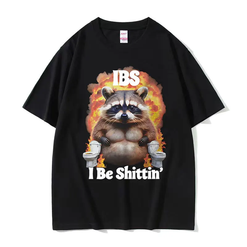 

Funny IBS Raccoon Meme Graphic T-shirts Men Women Summer O-Neck Short Sleeve T Shirts Casual High Quality Cotton Tees Streetwear
