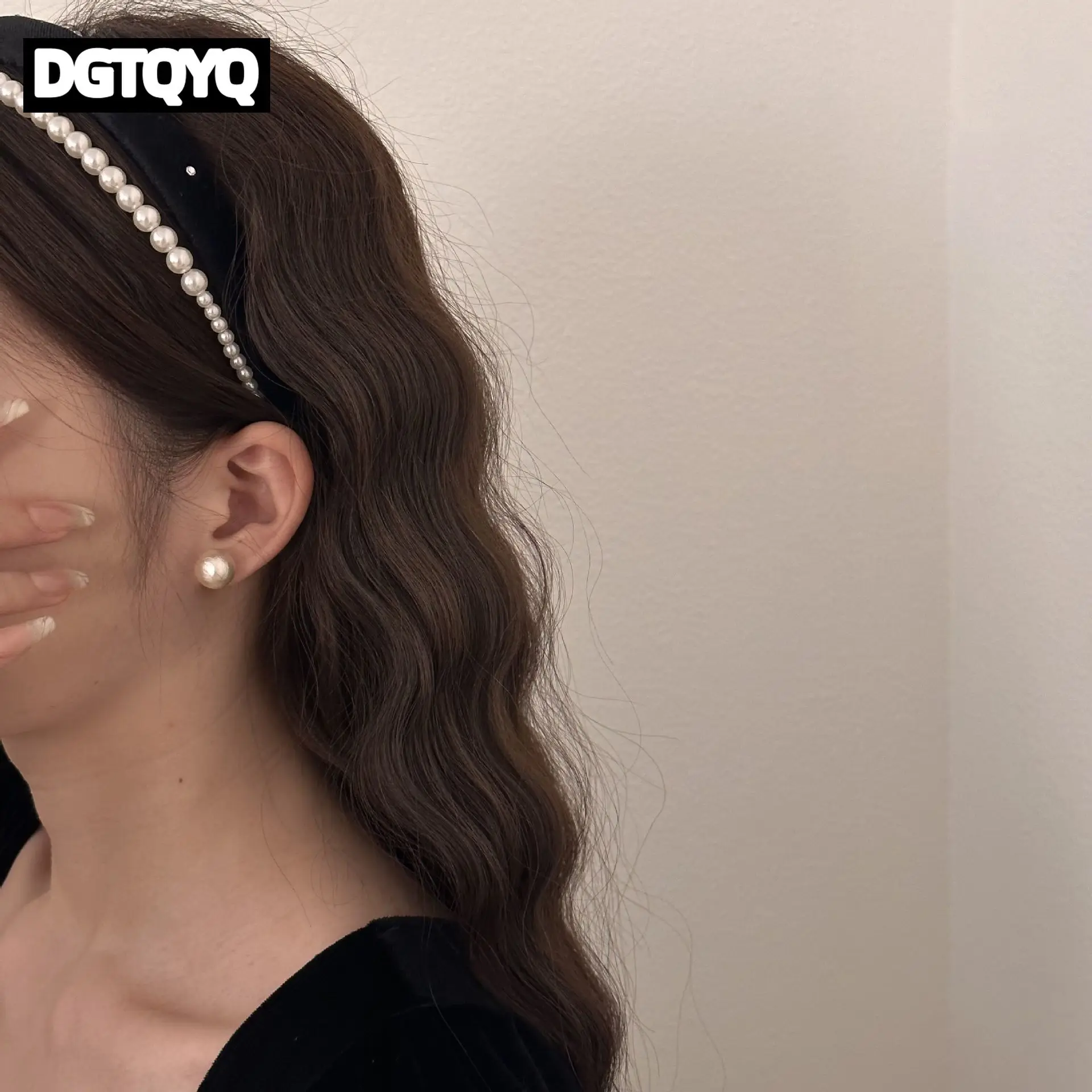 Korean Luxury Zircon Rhinestone Headbands for Women Female Black Velvet Pearl Hairbands Makeup Hair Hoops Hair Accessories view 5