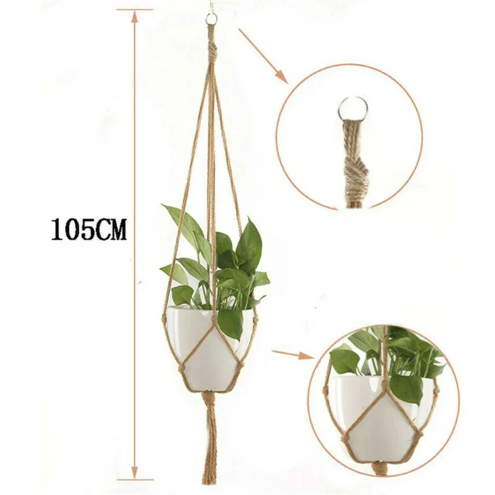 Pot Pocket Plant Holders Plant holders 6 Piece Top Flower Garden Hanger Hemp Rope Macrame Plant Outdoor Pot Parts