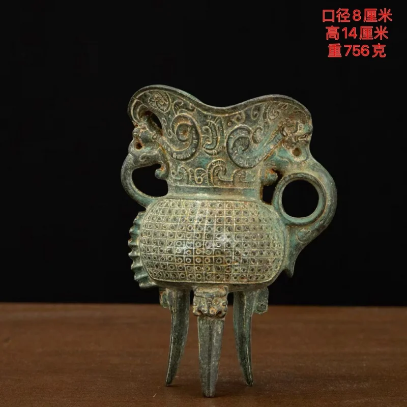 

Vintage Alloy Dragon Wine Cup Antique Wine Bottle Zun Cup Living Room Wine Cabinet Decoration Prop Ornament