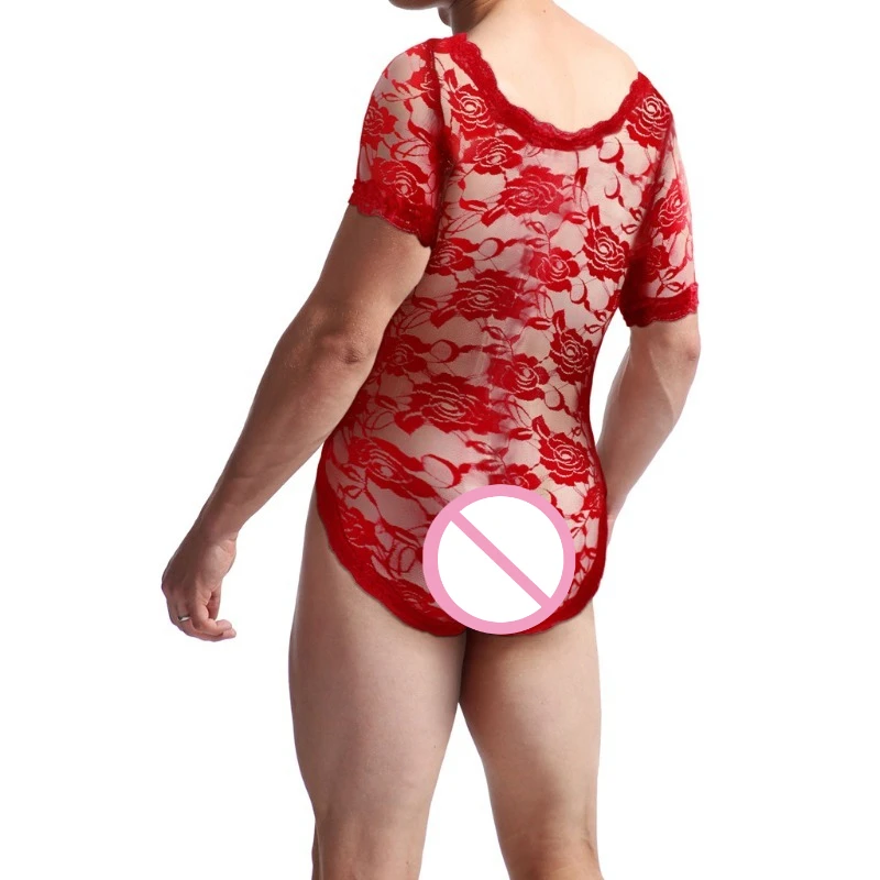 ملابس علوية شفافة من الدانتيل مُزينة بالزهور من سيسي يوتار للرجال ملابس داخلية مثيرة شبكية شفافة ملابس داخلية كبيرة الحقيبة ثونج بيجامات نيسيي #5