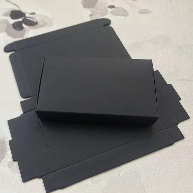 100pcs - Multiple sizes Blank Black Paper Packaging Gift Box White/Kraft Jewelry Handmade Soap Candy Small Aircraft boxes