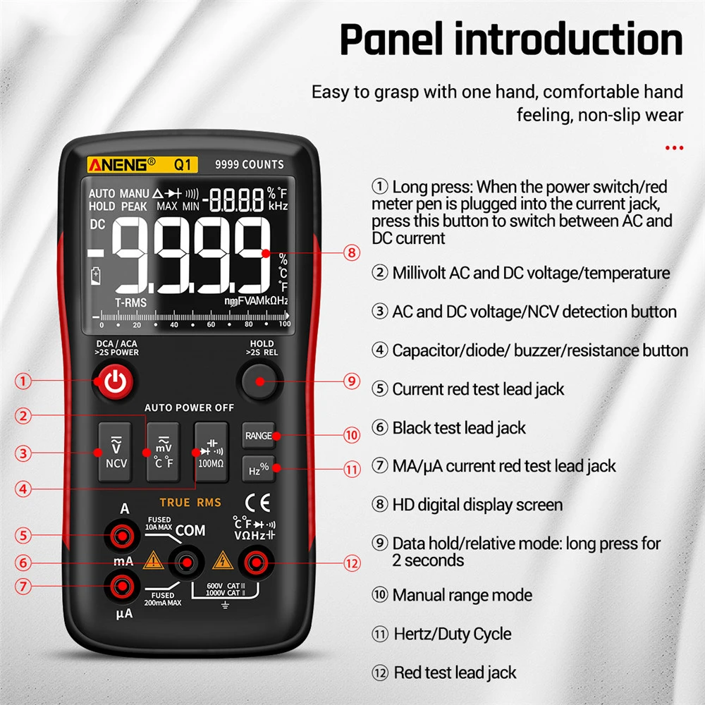 ANENG Q1 Digital Multimeter Voltage Meter Tester Professional Multimetro DIY Transistor Capacitor NCV Testers Lcr Meter