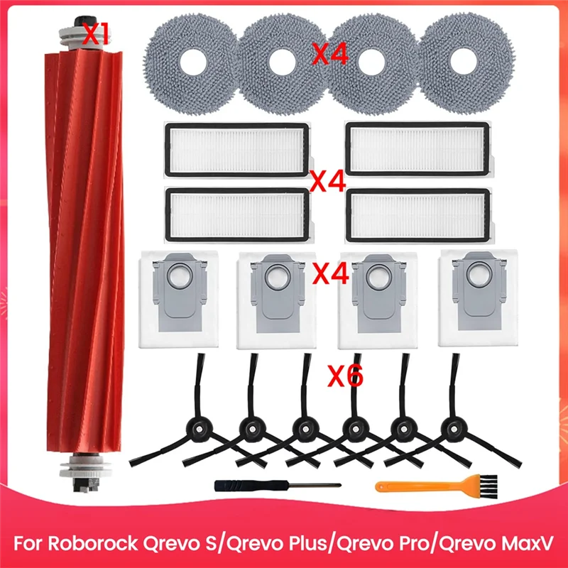 

Accessories Kit For Roborock Qrevo S/Qrevo Plus/Qrevo Pro/Qrevo Maxv Robot Vacuum Main Side Brush Hepa Filter Mop Bagsabkw