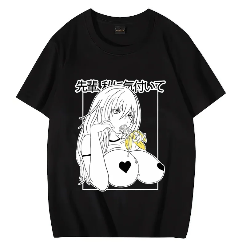 Summer 100% Cotton New Men Women \' s Anime T Shirt  Ahegao cosplay Manga streetwear Unisex Tee Oversized short sleeve clothes