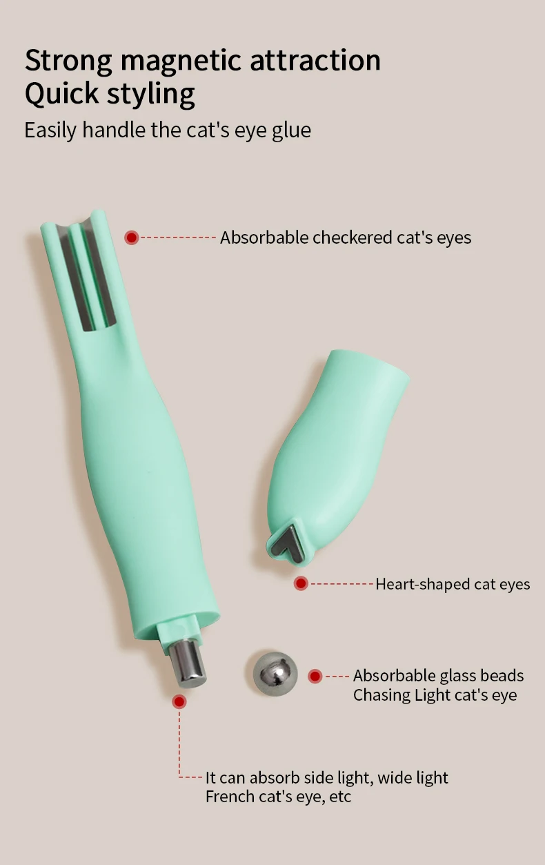 RSNAIL 4-in-1-Katzenaugen-Nagelmagnet, 3D-Liebesherz, Nagelmagnet, Werkzeug, grün, multifunktionaler Nagel-Magnetstab zum Selbermachen, Gelpolieren – Detail 5