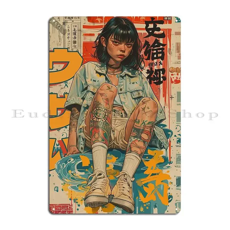 Tokyo Ink Urban Anime Elegance Yutohikaru Metal Plaque Poster Decoration Wall Cave Cinema Printing Wall Decor Tin Sign Poster