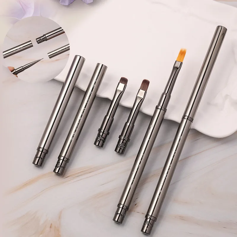 1/6 個ダブルヘッドネイルブラシライナーブラシペイントペンジェルブラシクリスタルネイルアートマニキュア