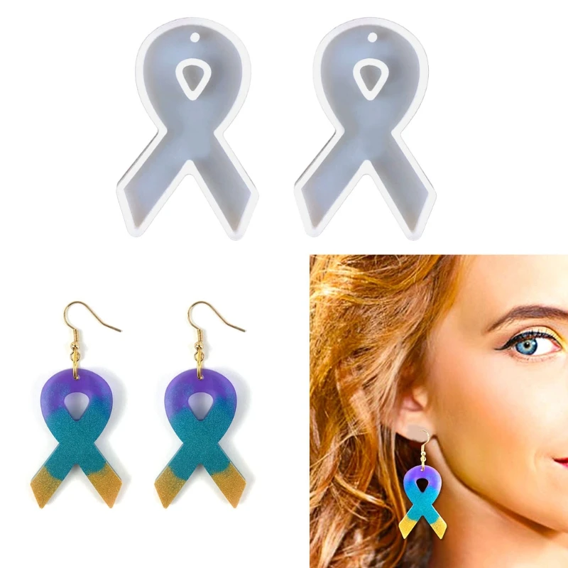 Medical Care Ribbon Earrings Epoxy Mould Full Mirror Free Polishing Silicone Abrasive Tool Resin Casting Keychain Mold