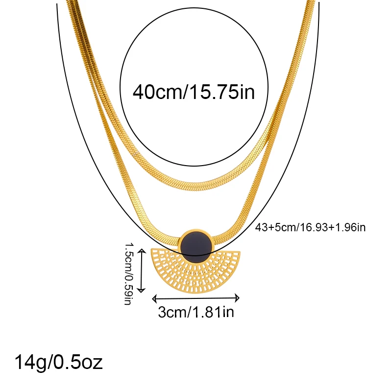 DIEYURO 316L Stainless Steel Vintage Half Round Necklace Earrings Ring For Women Girl New Party Gift Fashion Jewelry Set Bijoux